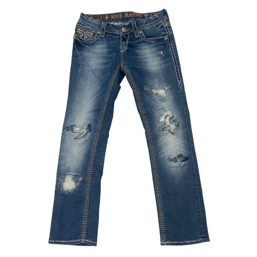 Rock Revival Heidi Capri Distressed Jeans Sz 26